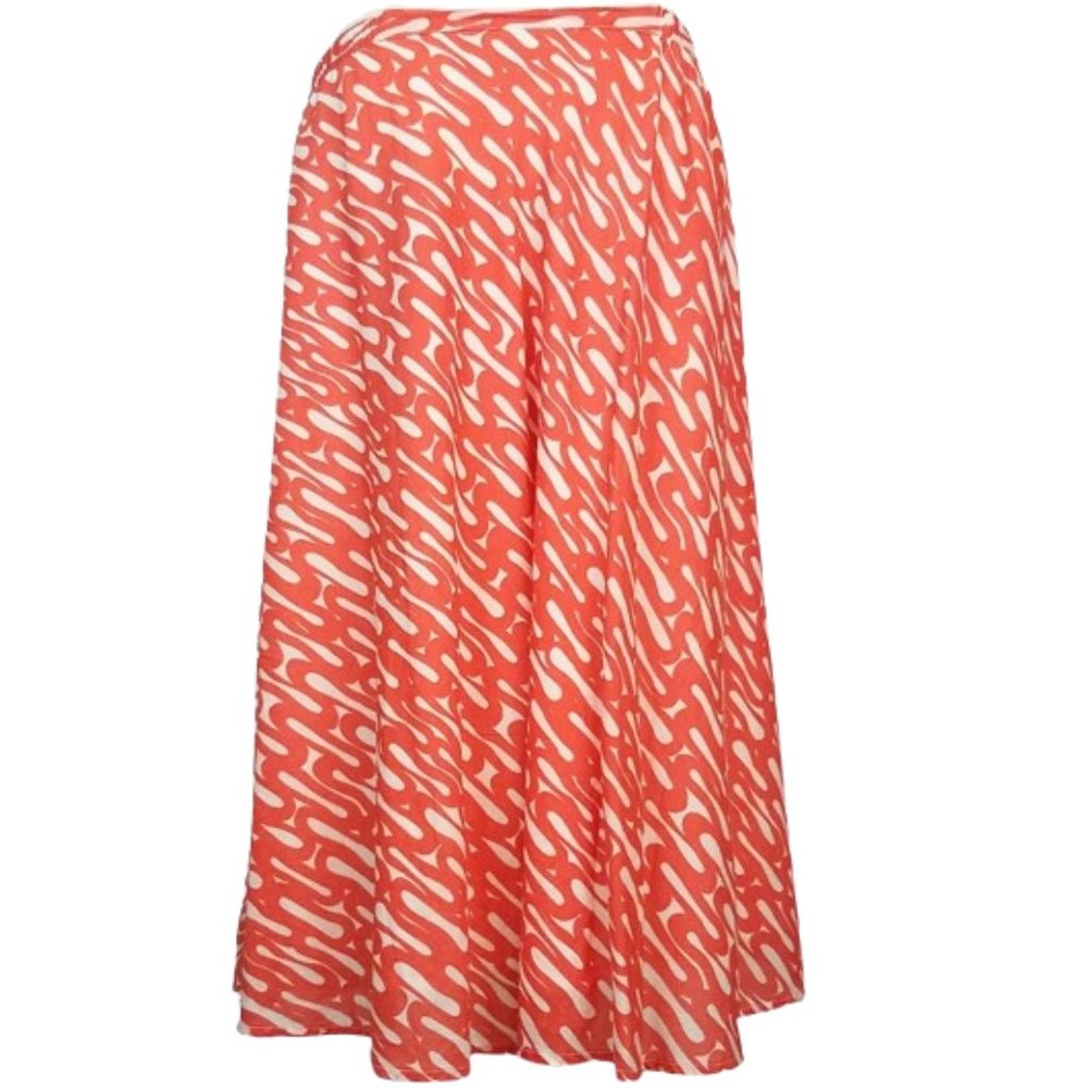 CHICO'S Orange & White Lined Zippered Skirt - Women's 2 (L - 12)